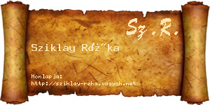 Sziklay Réka névjegykártya